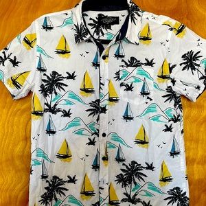 Boys Tropical button down top-Sz M 8/10
